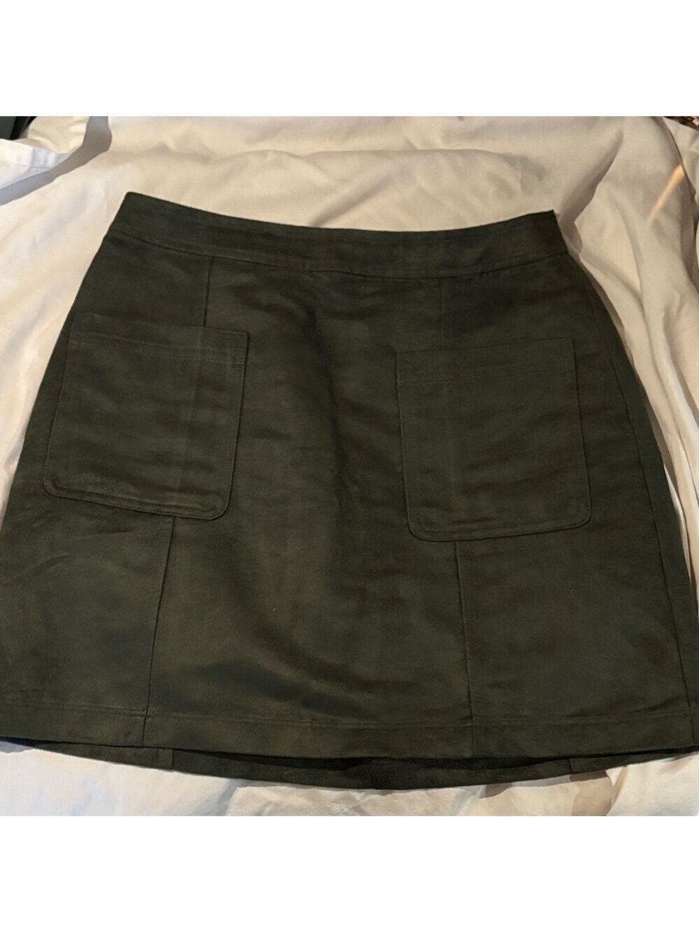 Faux Suede Olive Green Women's Skirt